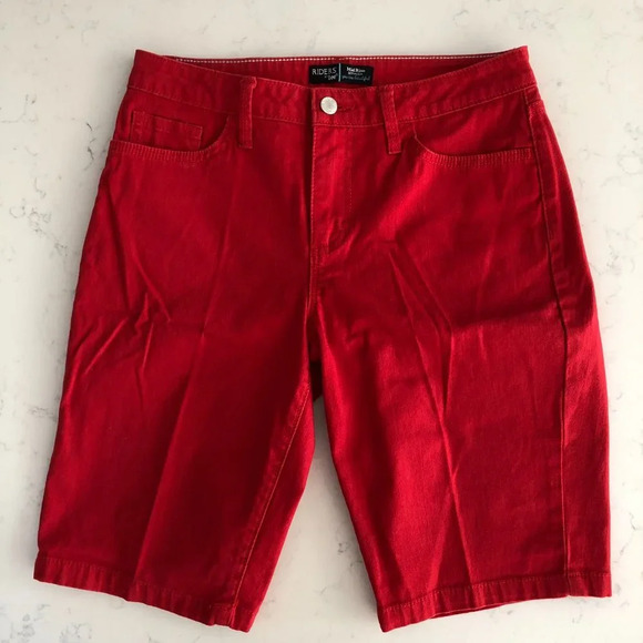 Lee Riders by Lee Casual Mid Rise Bermuda 5 Pocket Denim Jean Shorts Red Sz 6 - Picture 9 of 9